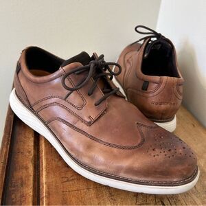 Rockport brown leather Garett Wingtip Oxford shoes men’s sz 12 CH4305 preworn